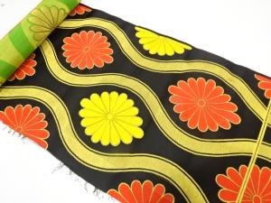 アンティーク　立涌に菊模様織り出し帯側反物